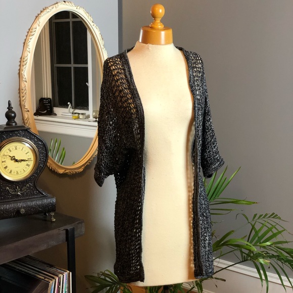 2/30$ Dex black crochet knit cardigan - Picture 3 of 4